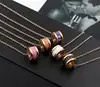 Fashion Stainless Steel Colorful Cryolite Natural Stone Rose Gold Circle Charm Ring Pendant Girls Choker Necklace