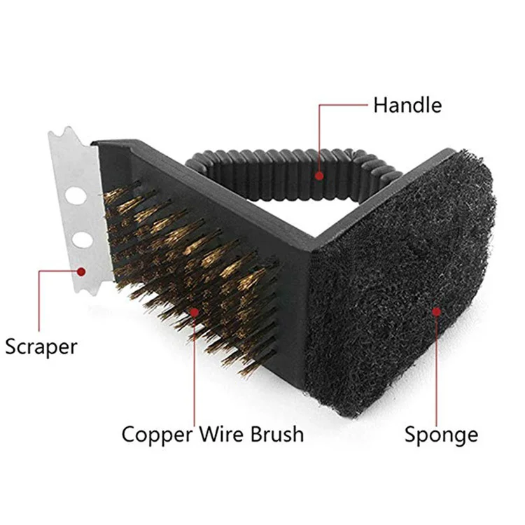 online 2019 New BBQ Grill Brush 3in1 Copper   Wire Portable High quality Stainless Steel   Barbecue Grill Oven Cleaning  BBQ Brus