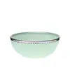 Opal green glass elegant glass fruit bowl with gold rim finishing.