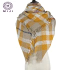 Knit plaid cashmere poncho stoles warm scarf for women