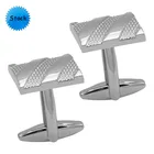 CL0003 Wholesale laser engraved square metal silver stock cufflinks cuff button for mens shirts