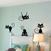 Liivig room decor lovely black cat wall decals solid color