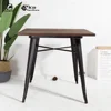 Modern restaurant wood top square industrial dining table