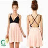 D139 Lady Elegant Sexy Two Color Combined Straps Mini Dress