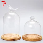 Clear Bell Shaped Glass Candle Holder Glass Jar Set with Wooden Lid