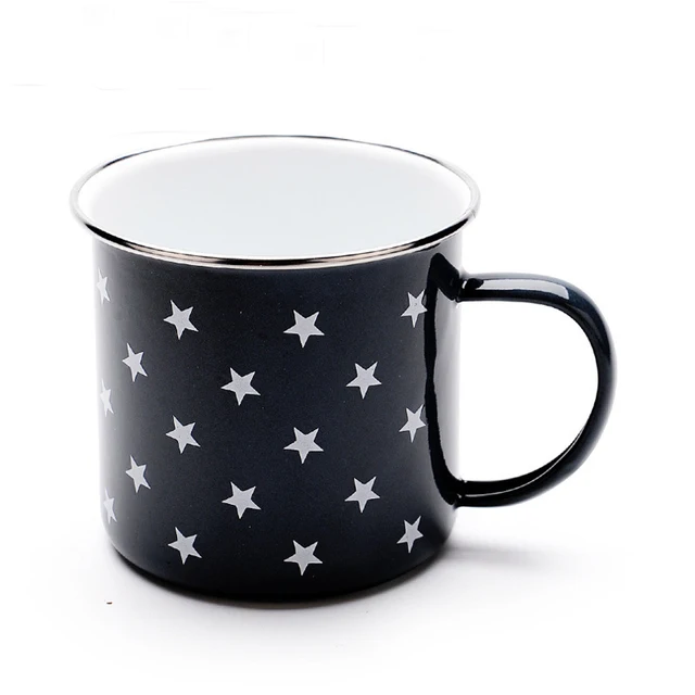 custom logo vintage retro imitation enamel mug with gift tea set