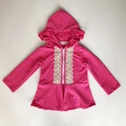 rose color little girl's wear hoodie lace ruffle coat baby clothes wholesale