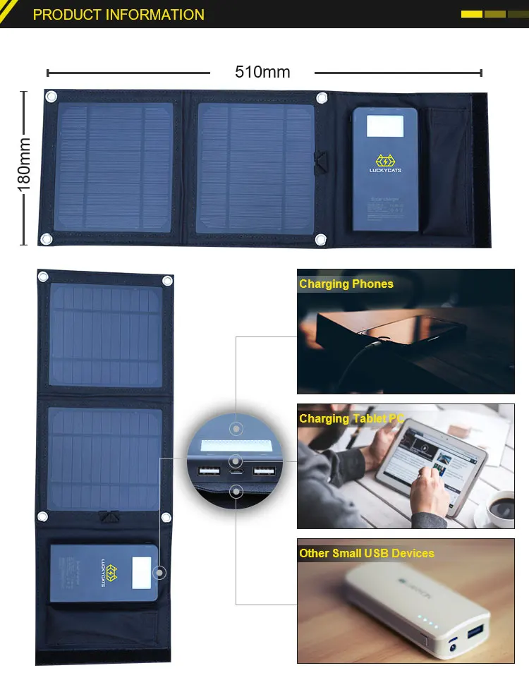 Mini 5W Solar Power High Efficiency Solar Panels with Solar Battery Cells USB Output Port for Ourdoor Camping Hiking Travel