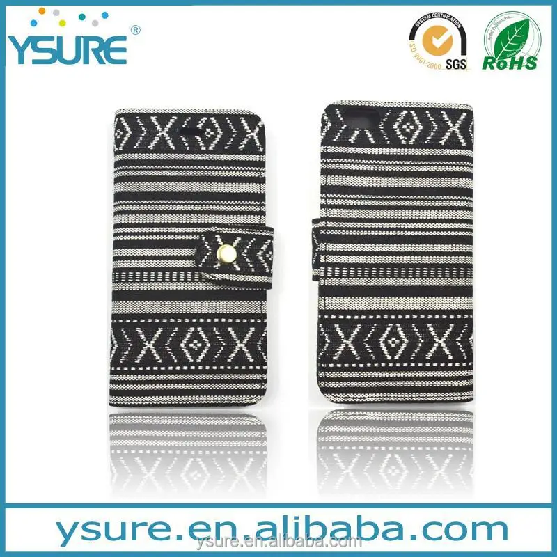 Chinese Style Fashion Dark Fabric Wallet Leather Phone Case For Alcatel One Touch POP C5 with PVC ID and credit card slots