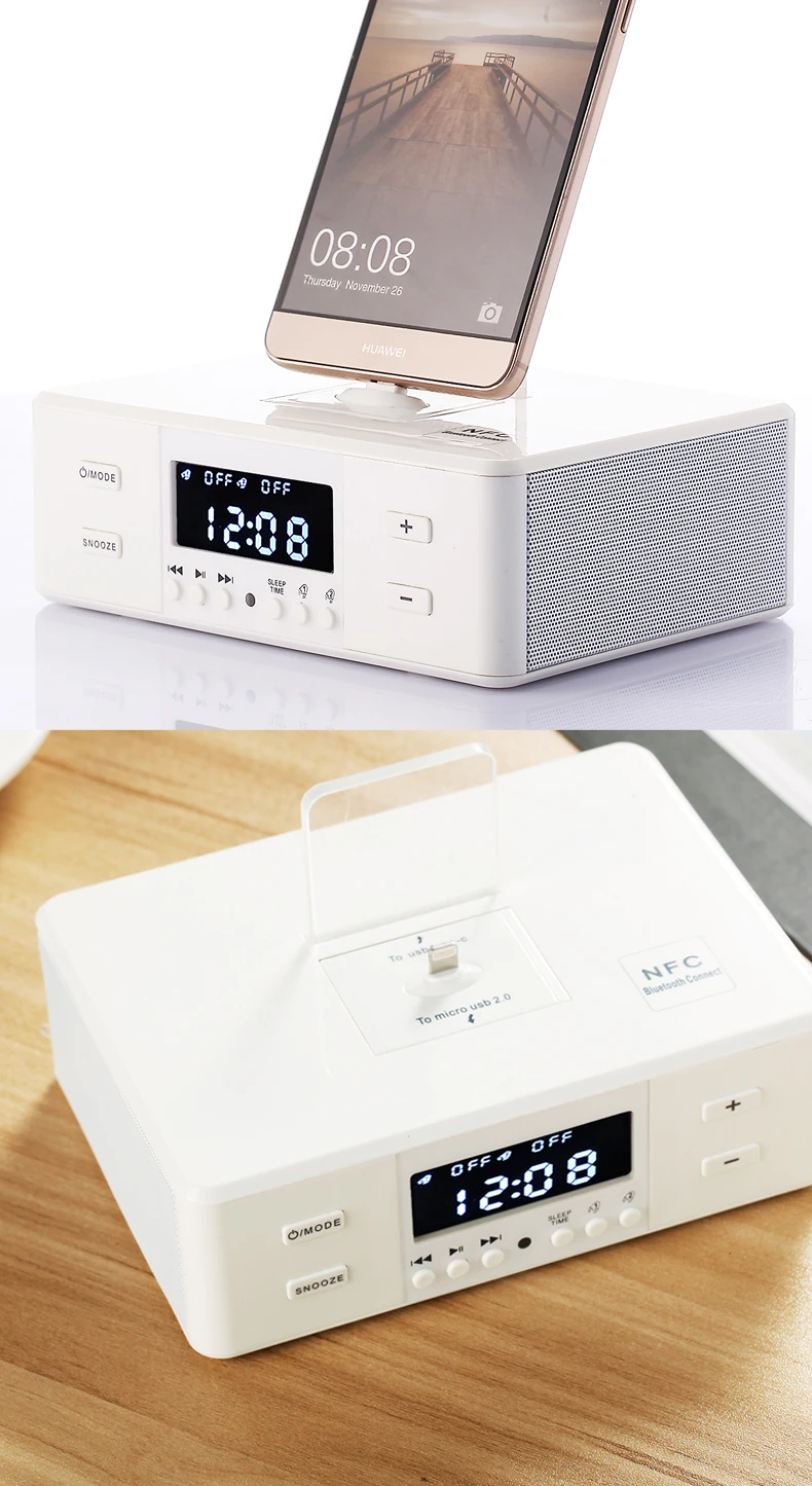 LCD Display Dock charging station Wireless speaker dock with FM alarm clock handsfree Dock speaker with remote control - ANKUX.COM
