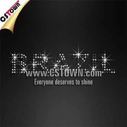 Brazil Rhinestone Hot fix Diamante Letters T shirt Transfer