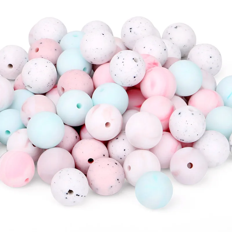2020 New Item Non-toxic Free Samples Custom Blue 12 Mm Non Toxic Bpa Free Silicone Beads For Jewelry Making