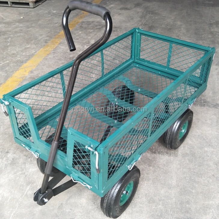 steel 4 wheels foldable mesh tool cart
