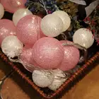 for Christmas String Cotton Ball Lights Factory Price 10L 20L Cotton Ball String Lights Christmas Ball Light Cotton