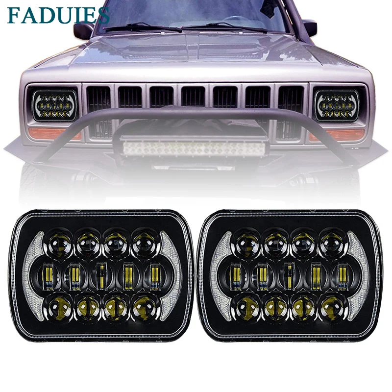 FADUIES 105W 5''x7'' Led Headlights with DRL for Jeep Wrangler YJ Cherokee XJ H6054 H5054 H6054LL 69822 6052 6053 (Black Pair) (7)