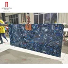 Luxury Transparent Wall Panel Natural gem stone Blue Agate slab