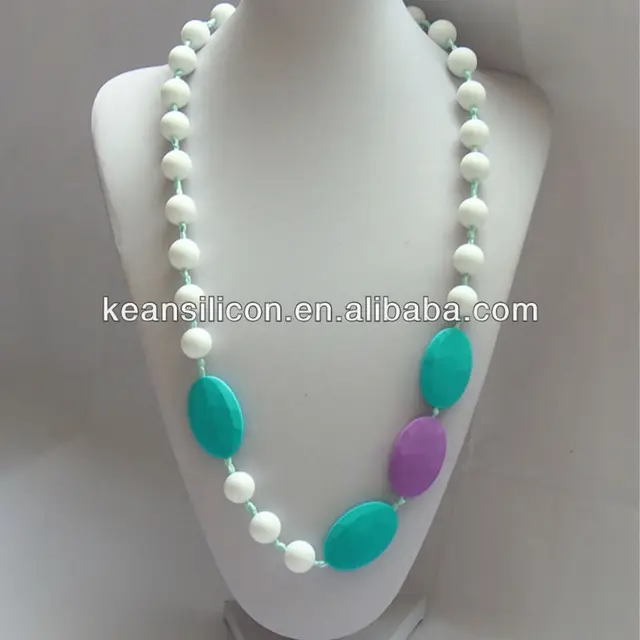 silicone beads pendant teething bling baby teething necklace