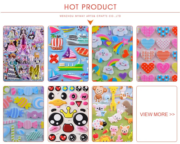funny 3d pvc puffy stickers,cartoon characters sticker