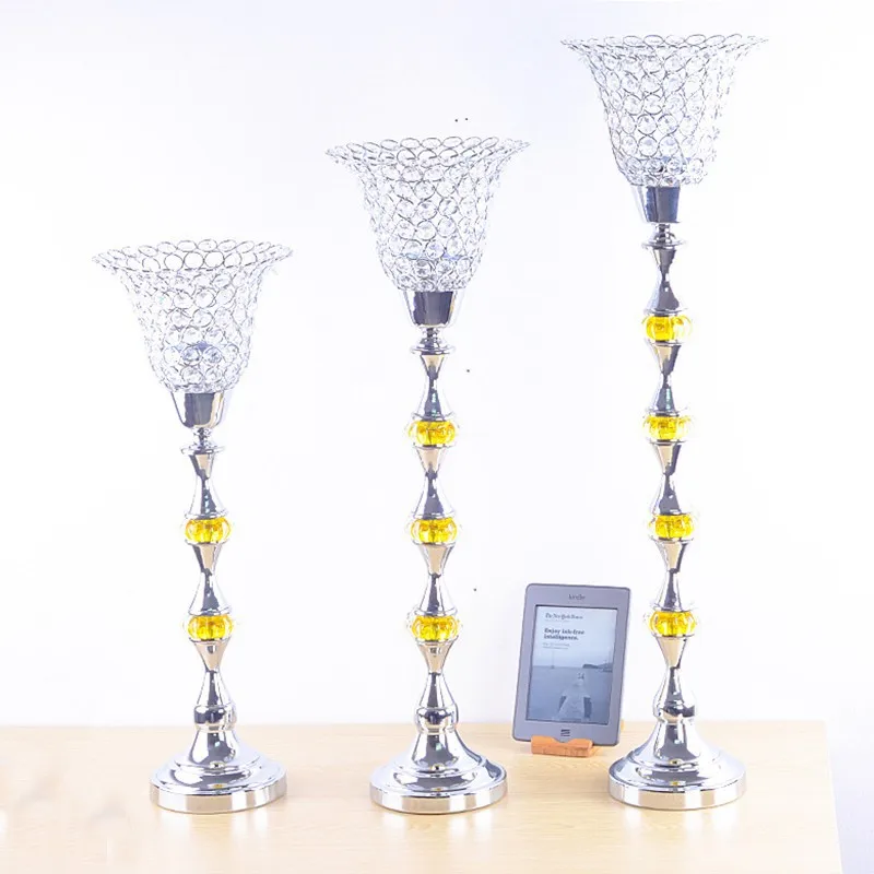 European style luury electroplating decoration Home Furnishing iron plated crystal glass candle holders for home decor