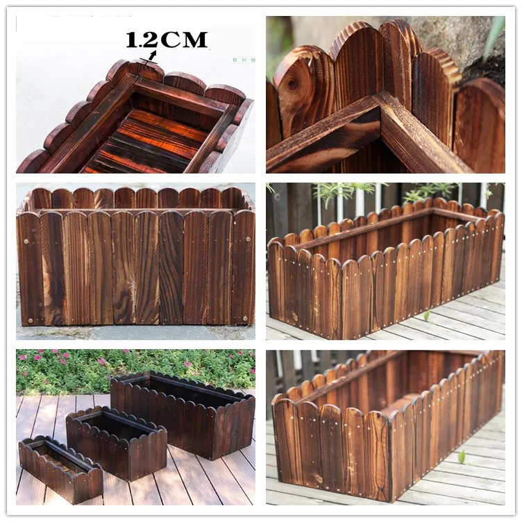 High Durable Flower Planter Boxes for Garden Decoration Wooden Flower Pot Used with Flower/green Plant Floor Modern BLACK, BROWN