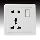 SHARE Surface Mounted Five Pin Universal Socket And One Way Switched Socket With White PC Panel 10A 250V