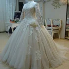New Islamic Long Sleeve Muslim Wedding Dress