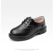 HOBIBEAR wholesale durable classic black lace up boy school shoes kids pu leather shoes