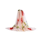 Factory Direct Sale Vintage Cozy Flower Pattern Print Chiffon Silk Mother's Day Gift Shawl Hijab For Women