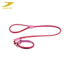 Custom pet accessories leather and cotton dog collar and leash