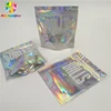 Laminated plastic holographic mini heat seal bags with clear front for jewelry / glitter /gift