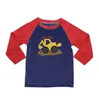 2019 Valentines Children Clothing Wholesale Boys Tops Stitching Long Sleeves T Shirt Tractor Kids Wear Toddler Clothes