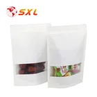 Low MOQ Clear Window White Kraft Rice Paper Bag with Zipper