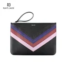 New arrival genuine leather black clutch bag for ladies large size