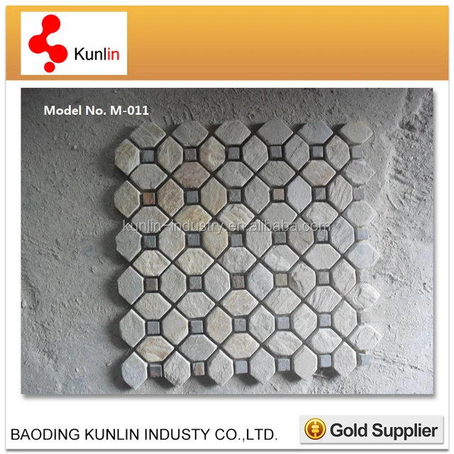 Irregular Shape Natural Stone Mosaic With Mesh-back