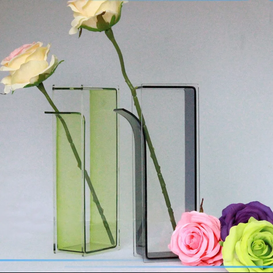 Custom Made Beautiful Plexiglass Acrylic Vase,Rectangle Acrylic Flower