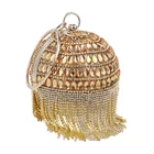 Wholesale high quality Tassel acrylic women evening bag party circular clutch bags