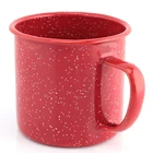 10 oz vintage red printed enamel beeg tin metal camping mugs with white spots
