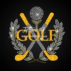 Golf Shirt Heat Press Glitter Golf Rhinestone T Shirt Transfers Wholesale