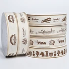 50yards/roll Hot sales custom printed cotton ribbon for gift packing