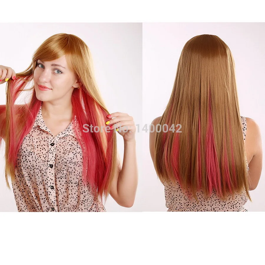 Buy Sale Natural Straight Hair Wigs For Women Red And Blonde Heat