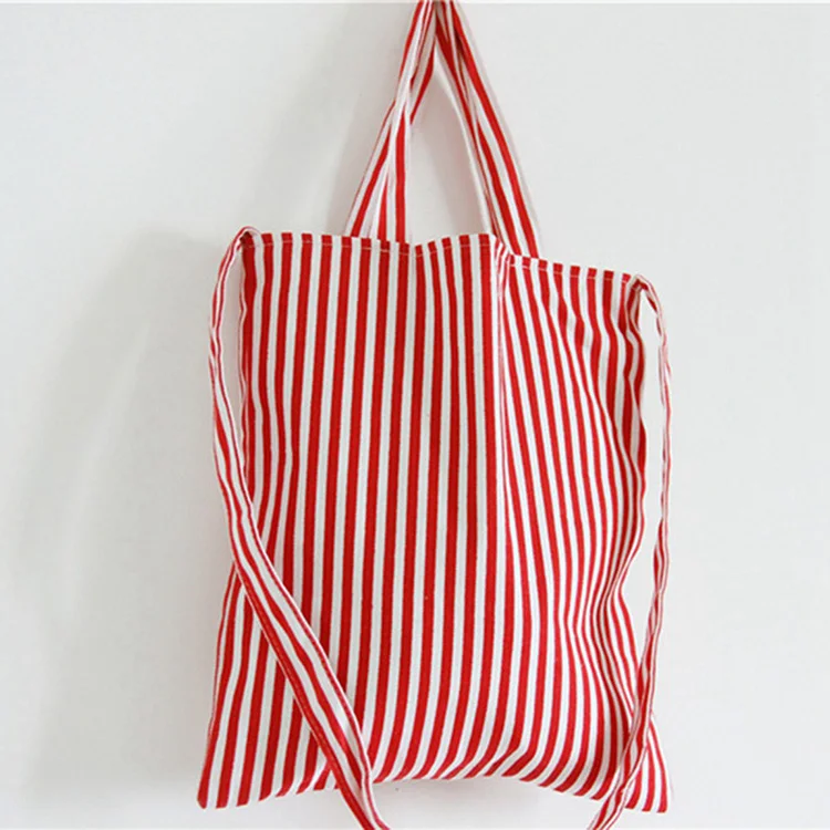 canvas strip eco-friendly cotton canvas shopping bag