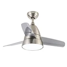Modern Design Loft Style Chrome Metal Plastic Industrial Ceiling Fan With LED Light