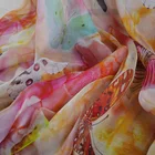 100% pure digital Printed Silk Chiffon Long Shawl scarf for women