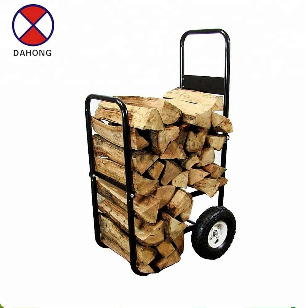 Outdoor Firewood Cart Log Carrier Fireplace Wood Mover Cart Wood
