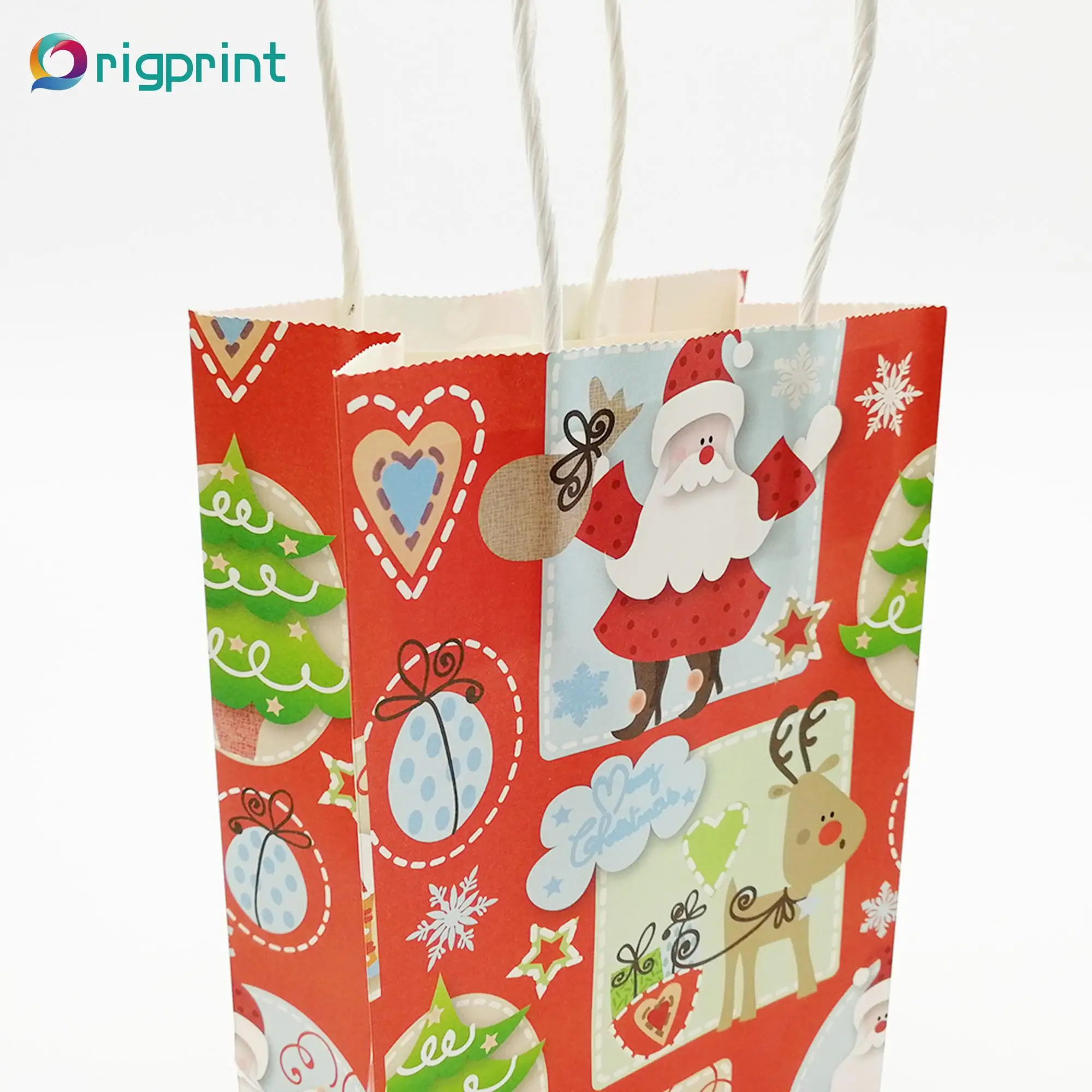 wholesale christmas promotion twisted handle full colors kraft