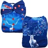 Mumsbest Eco-Friendly Printed Baby Cloth Diapers Moose Elk Merry Christmas Baby Navy Cloth Diaper