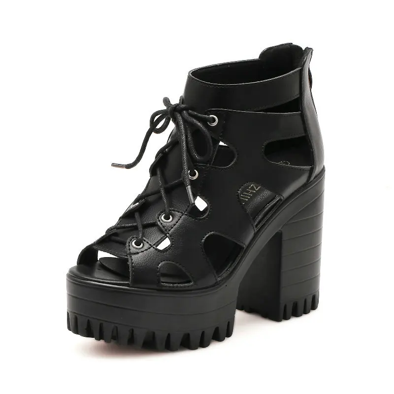 Hot Saling 2015 Women's Summer Shoes Gauze Open Toe Sandals Platform Shoes Female Thick Heel Platform High Heels Female Sandals