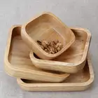 Eco-friendly Bamboo Food Serving Dish Square Dessert Container Tray Plate Fruit Salad Bowl