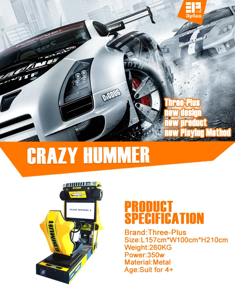 Threeplus Coin Operated hummer Kids Electrical Car Driving Simulator Arcade Game Machine