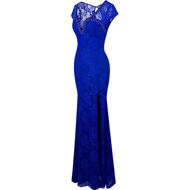 New Style Custom Dark Blue Fat Woman Evening Formal Dress